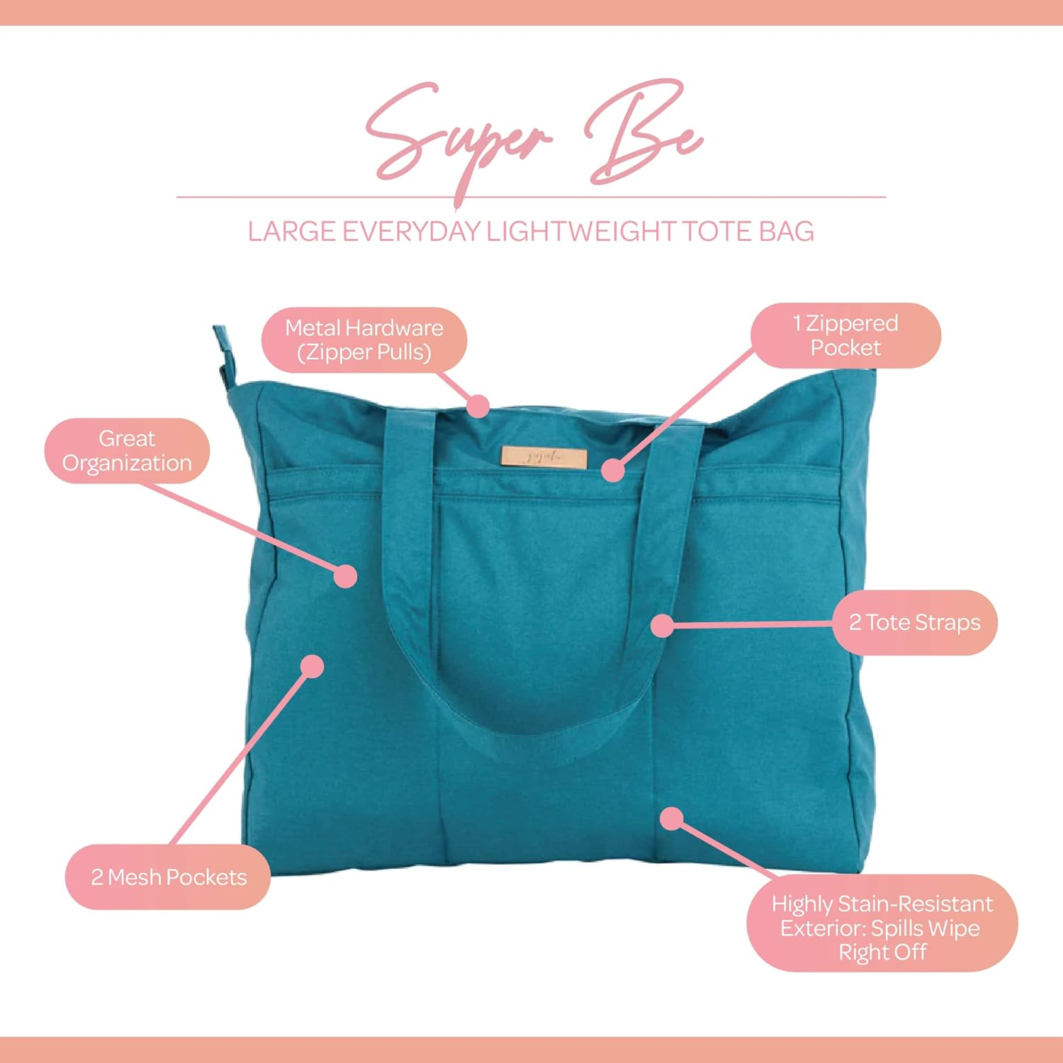 Ju-Ju-Be Super Be Teal Lagoon Chromatics Tote Bag, Teal Lagoon, JB31100 TEL