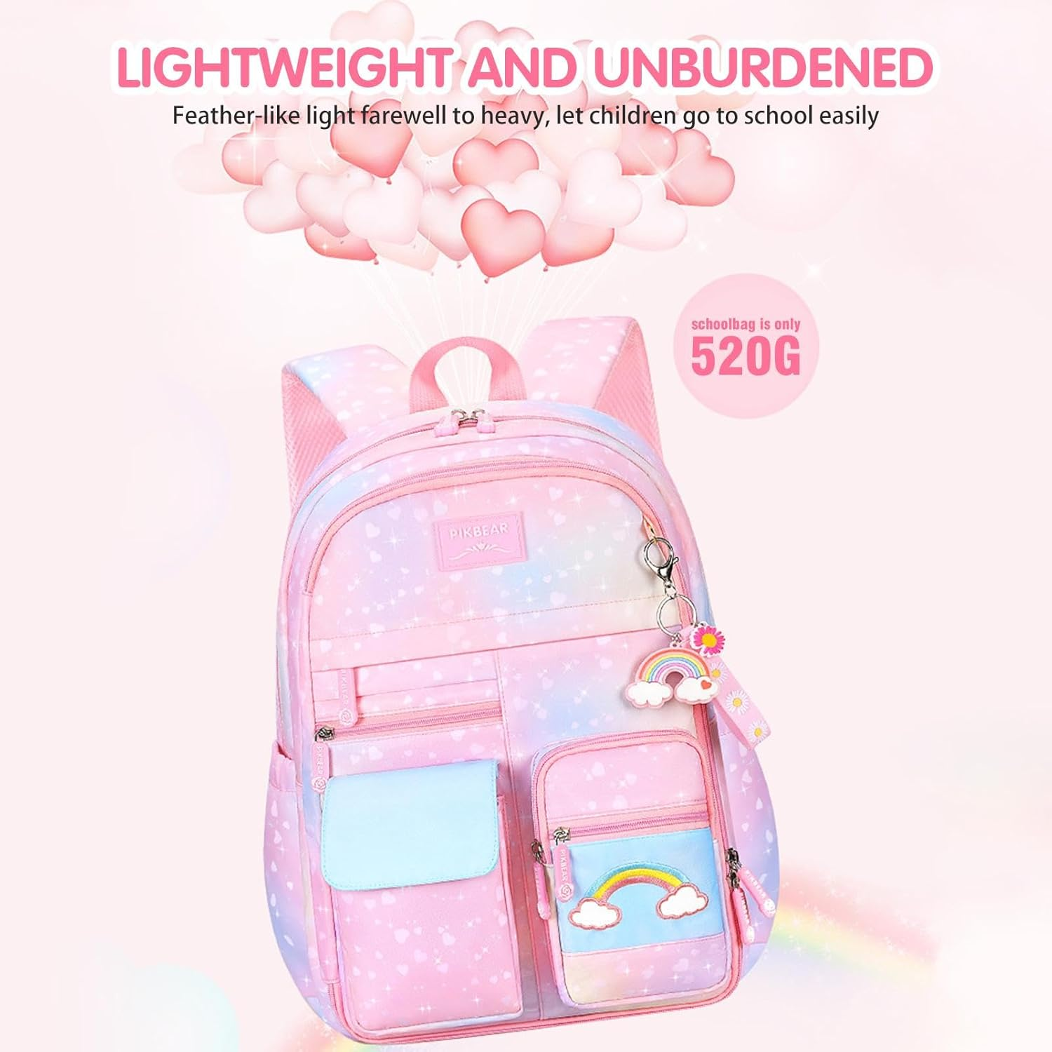 Rainbow Backpack,Rainbow School Bookbags | Laptop Bookbag, Water Resistant Cute Large Capacity Computer School Bag for Girls Teens Students image number 5