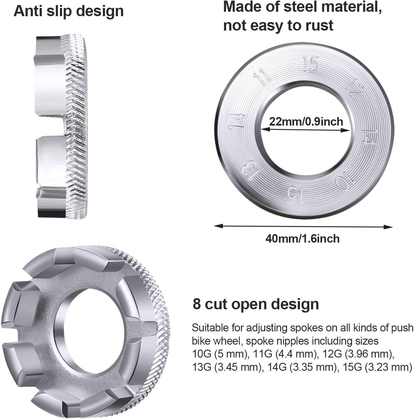 Universal Bicycle Spoke Key Set (4-Pack) - Heavy-Duty Forged Steel Wheel Tension Tool with Anti-Slip Rubber Grip | Perfect for Road Bikes/Mtbs， Precision Tuning Kit for Home Mechanics & Pro Riders image number 3
