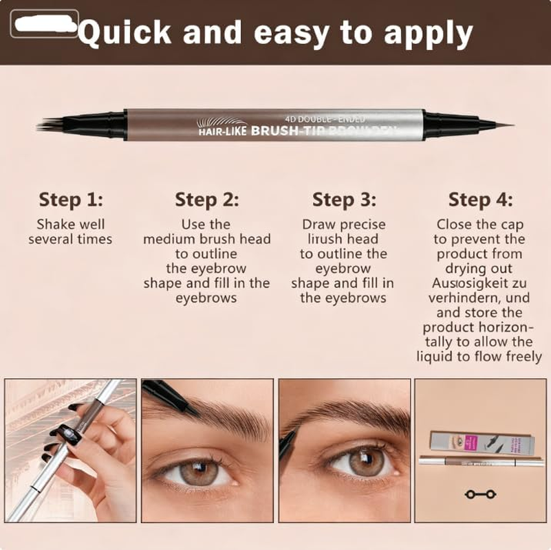 Erinde 2 in 1 Microblading Eyebrow Pen, Waterproof Long Lasting Eyebrow Pencil, Natural Look Brow Pencil Makeup, Precise Brow Pen for Women, Magical Liquid Eyebrow Pencils, Creates Full Realistic Hair like Strokes 03# - 01 image number 3