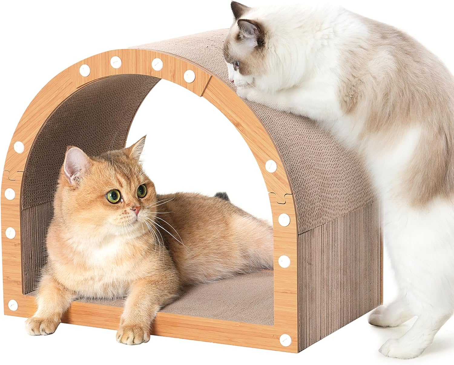Avont Cardboard Cat Scratcher, Cat Scratching Board Furniture Protector Scratch Pad for Indoor Cats, Durable Corrugated Cardboard Hideaway for Kitten image number 2