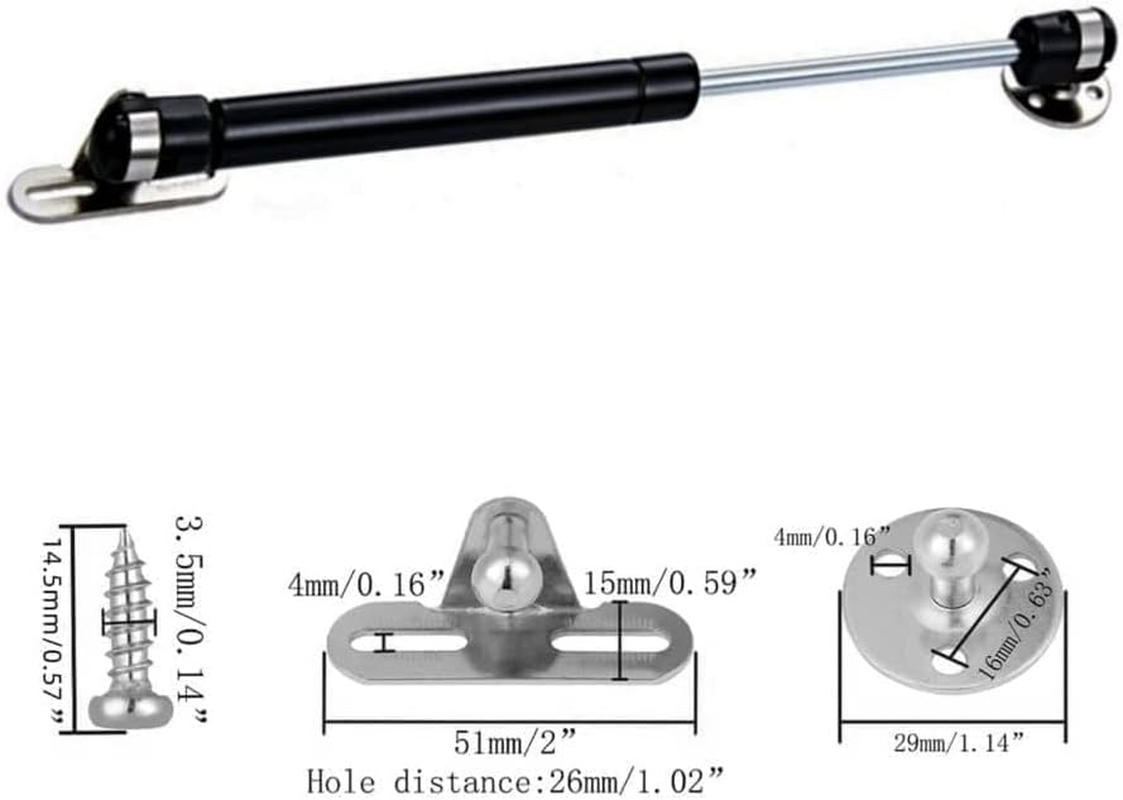 GDQLCNXB 20N/4.4 Lb Gas Strut Cabinet Hinge Safety Lift Support, Gas Struts Soft Open Lid Hinge for Cabinet Toy Box, 6 Inch Length Black 2Pcs image number 1