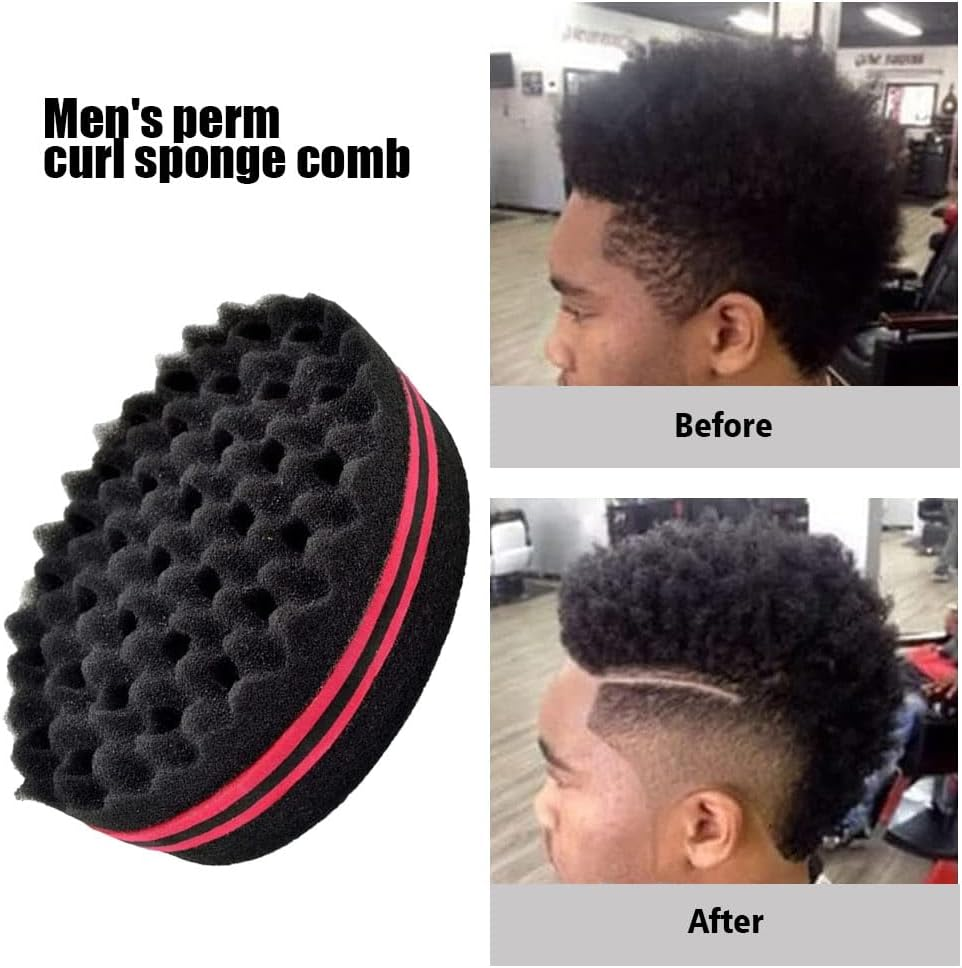 Wave Barber Hair Brush Curl Brush Sponge Twist Curl Coil Magic Tool for Dreads Afro Locs Black Red image number 4