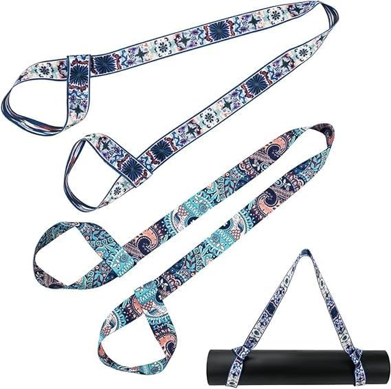 2Pcs Yoga Mat Carrier Stretching Straps, Yoga Mat Strap Sling Mat Carrier Stretching Sling Holder, Adjustable Yoga Mat Strap Easy to Carry Hands image number 2