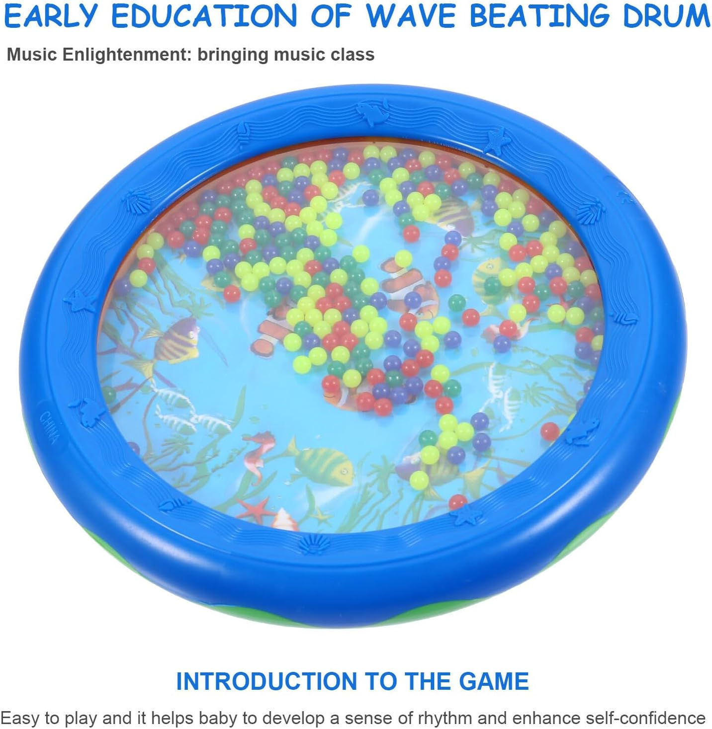 Ocean Wave Beads Drum Educational Musical Instrument for Early Music Learning Lightweight Percussion Hand Drum for Rhythm Development and Sensory Play image number 1