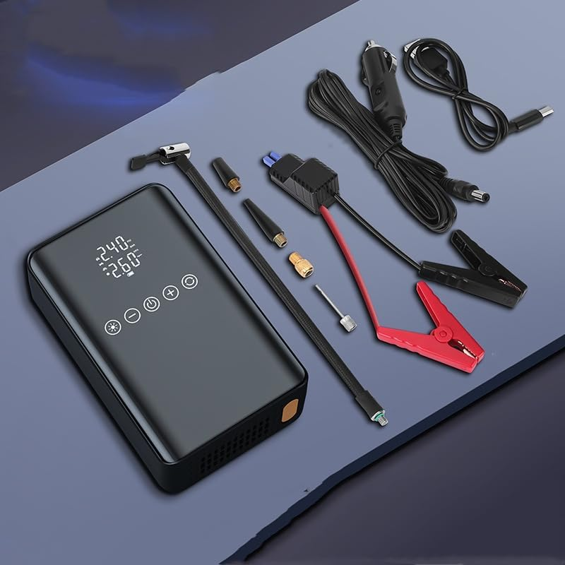 Electric Bike Pump Portable Air Compressor Tyre Inflator USB Recharge 6000Mah Tyre Air Pump with Digital LCD Screen for Cars, Motorcycle, Bicycles, Balls (Grey-Czcq-101)