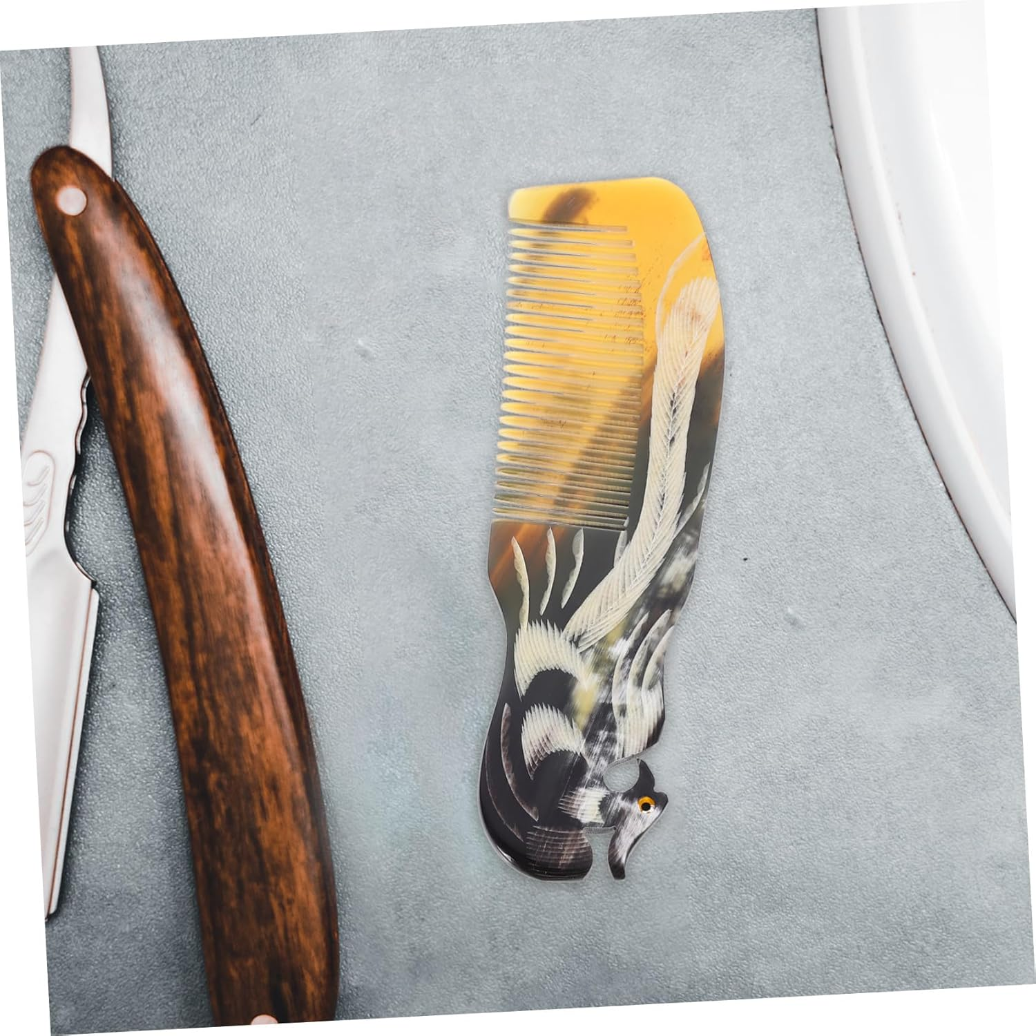 MUSISALY Natural Horn Hair Comb Smooth Edges Massage Tool Lightweight Portable Hair Styling Accessory for Home and Salon Use Random Color image number 1