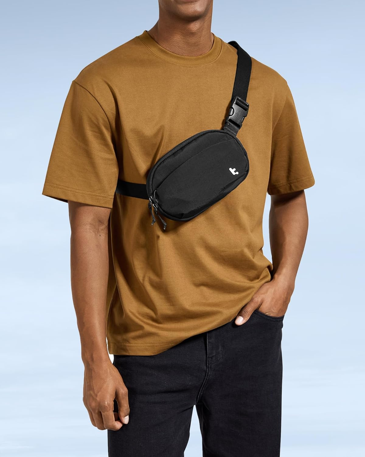 Tomtoc 1.5L Small Sling Bag Waist Pack, Lightweight Bum Bag Fanny Pack with Organized Pockets, Mini Belt Bag with Adjustable Strap for Running Hiking Traveling, Black image number 1