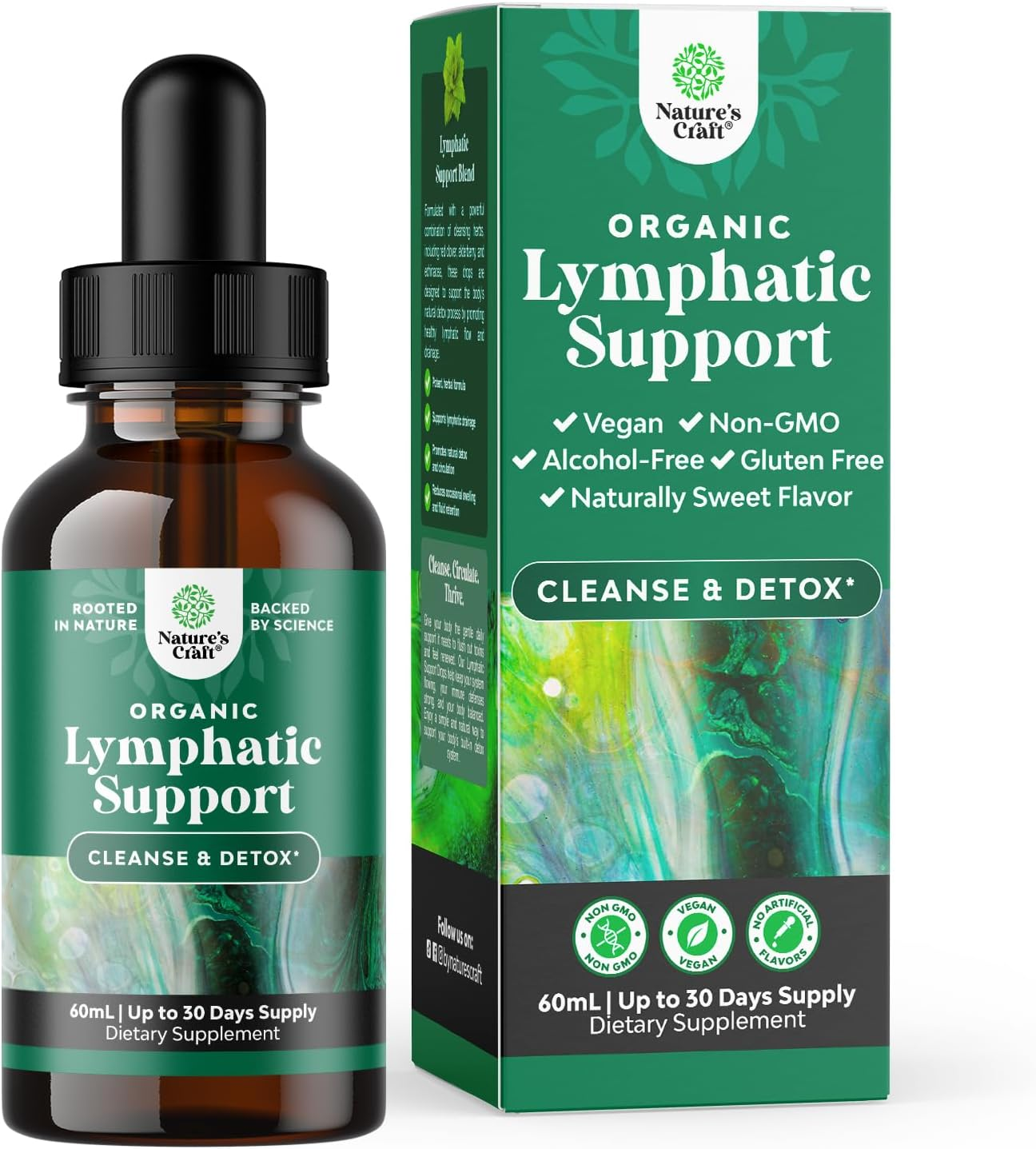 Certified Organic Lymphatic Drainage Drops - Herbal Lymphatic Cleanse and Immune Support Supplement with Echinacea Goldenseal & Red Clover Extract - Vegan Non GMO Alcohol and Sugar Free - 30 Servings image number 3