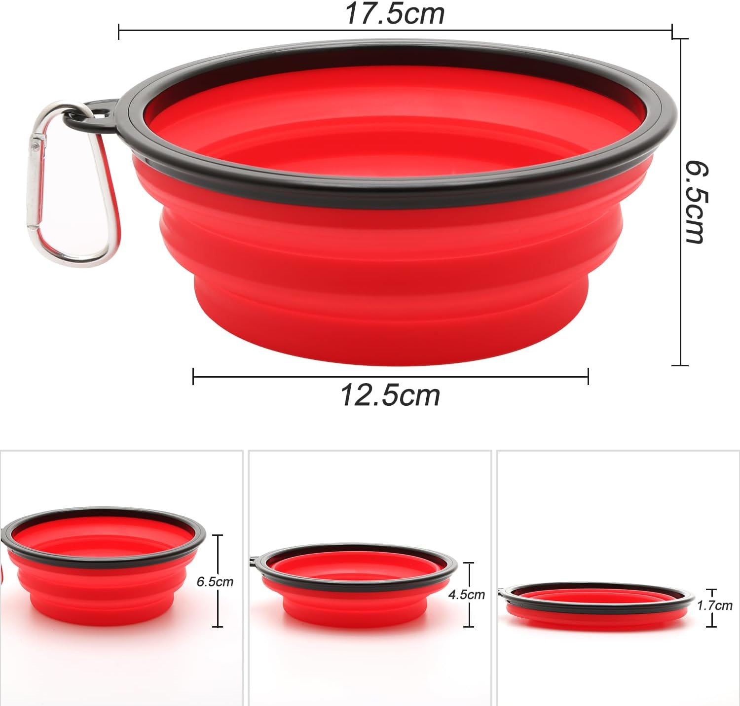Pack of 2 Large Dog Bowls, Foldable 1000 Ml / 35 Oz Foldable Dog Travel Bowls, Portable Dog Water Food Bowl with Closure, Pet Cat Food Cup for Travel, Hiking (Red + Orange) - Blue + Purple image number 6