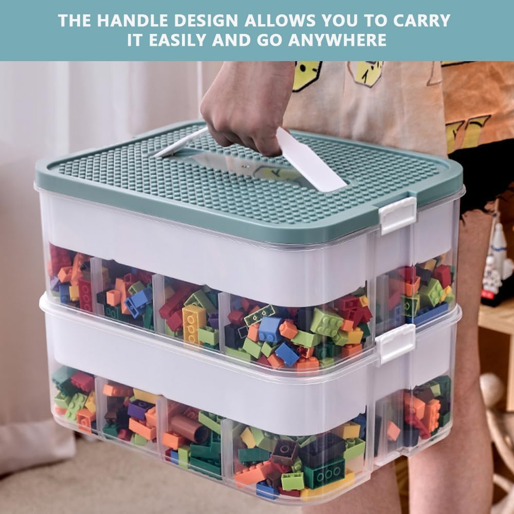 Stackable Storage Box &ndash; 3-Layer Organizer with Multiple Compartments for Building Blocks, Toy Cars, Figures & Small Parts, Durable Plastic Storage Case image number 2