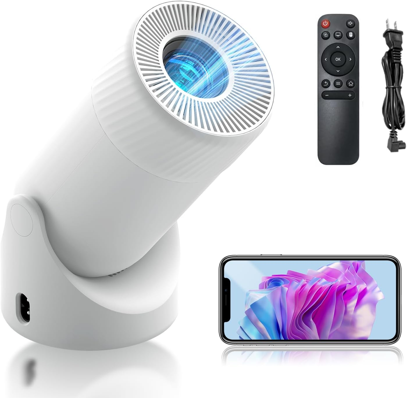 AOC Mini Projector with Wifi and Bluetooth, Portable Projector Full HD 4K Support with 180&deg; Rotation Adjustment, 8000 Lumen, 220 Ansi,Vertical Auto Keystone Correction, Home Projector for Phone/Laptop image number 3