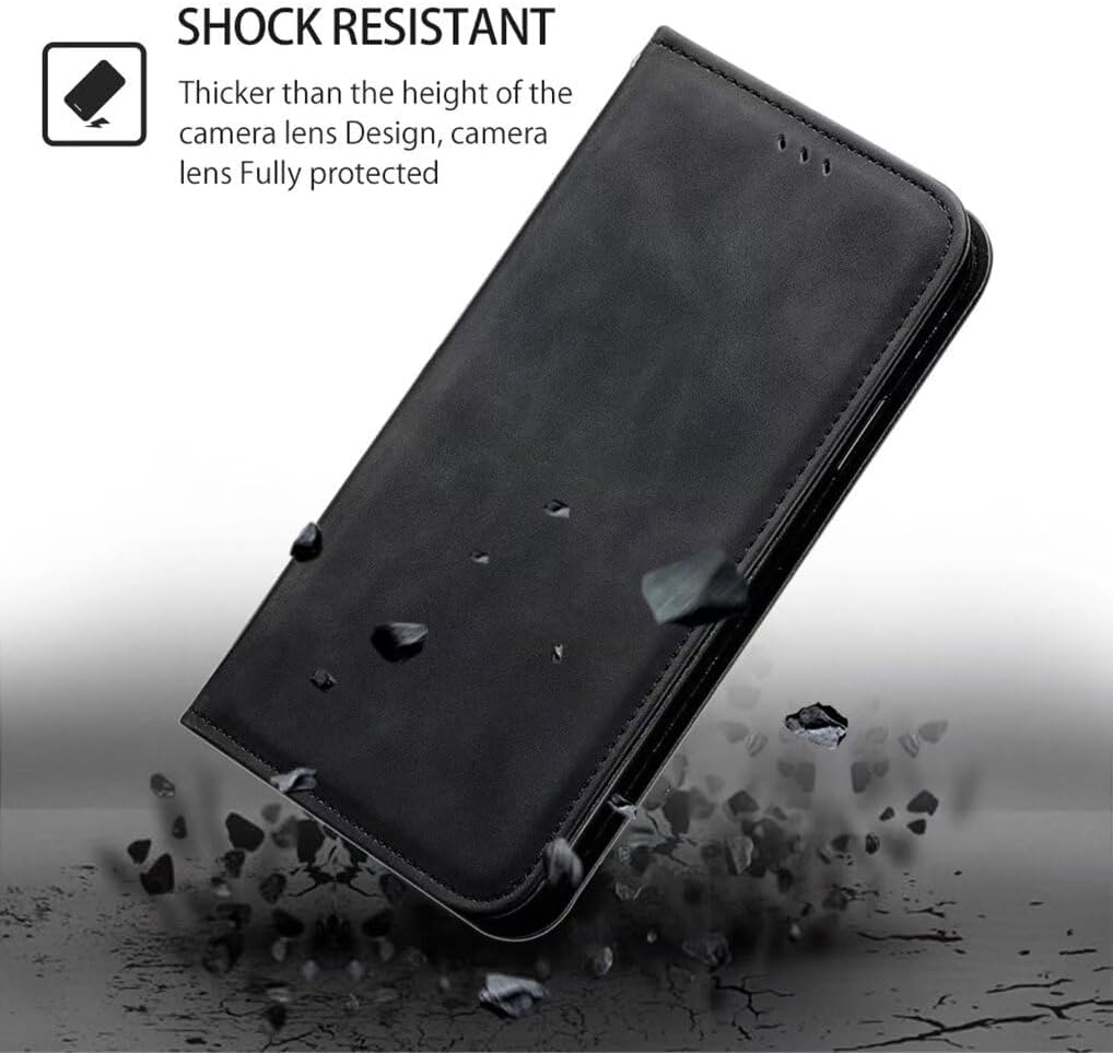 SEAHAI Case for HMD Skyline Leather PU Wallet Folio Stand Case, Ultra-Thin Shockproof Cover Kickstand with Credit Card Slots TPU Shell Magnetic Close - Black - Black image number 4