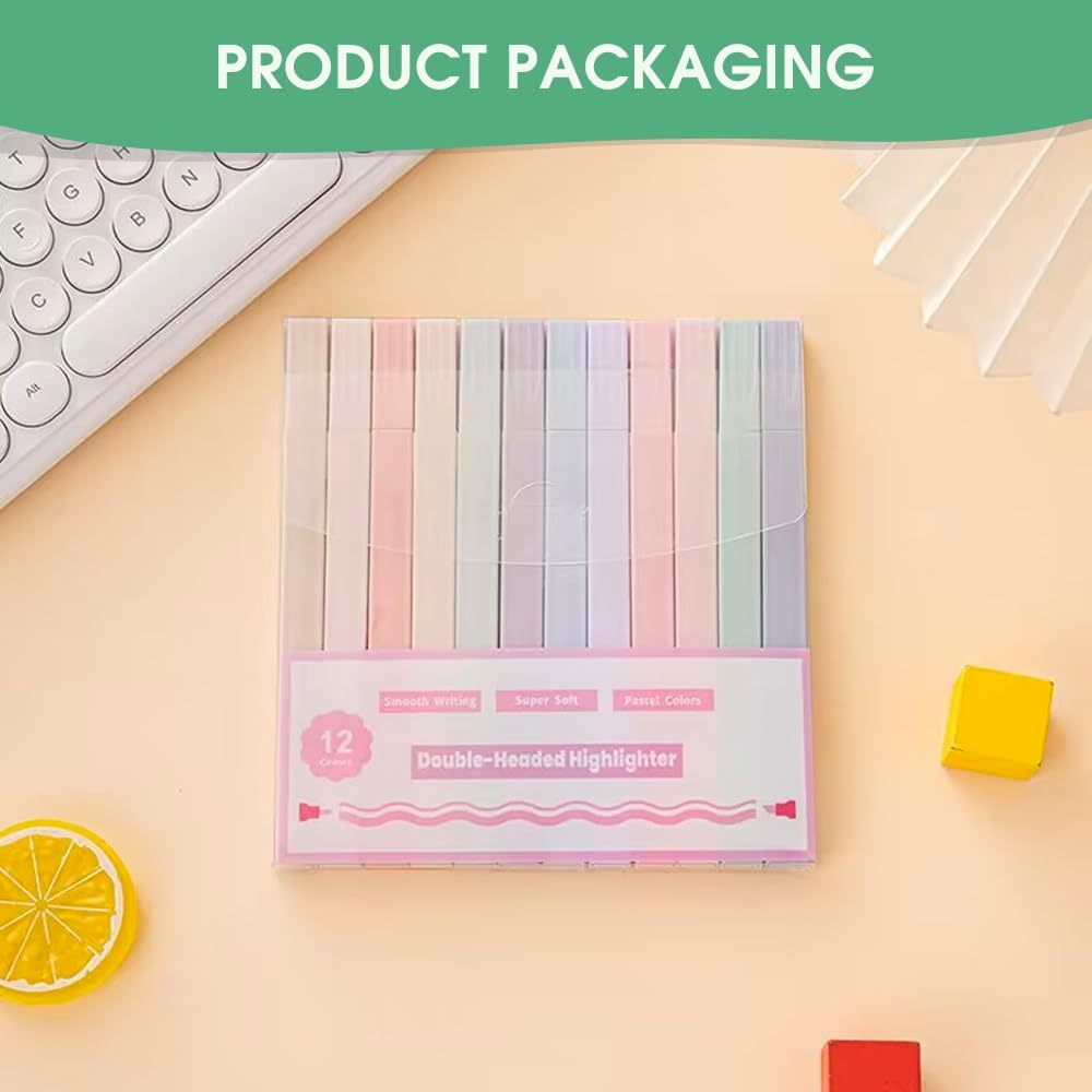 Sonicefit 12PCS Aesthetic Highlighters, No Bleed Bible Pastel Highlighter Set, Assorted Colors Highlighters Markers, Dual Tip Bible Planner Pens School Supplies, Quick Dry Book Annotating Highlighters