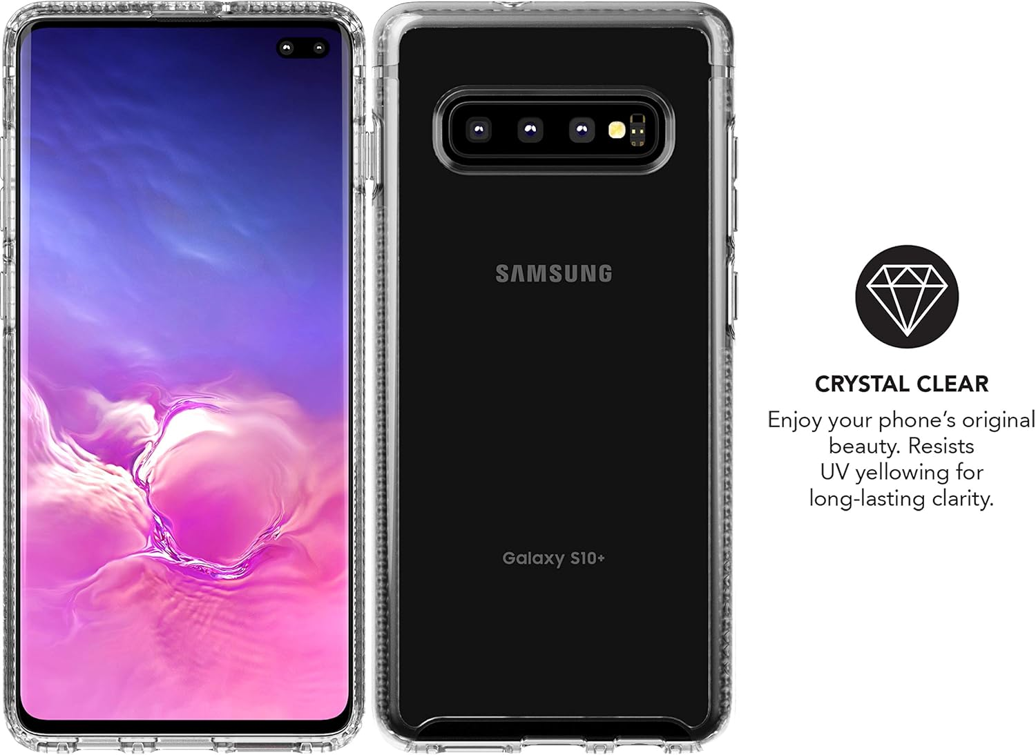 Tech21 Pure Clear Phone Case for Samsung Galaxy S10+, Clear