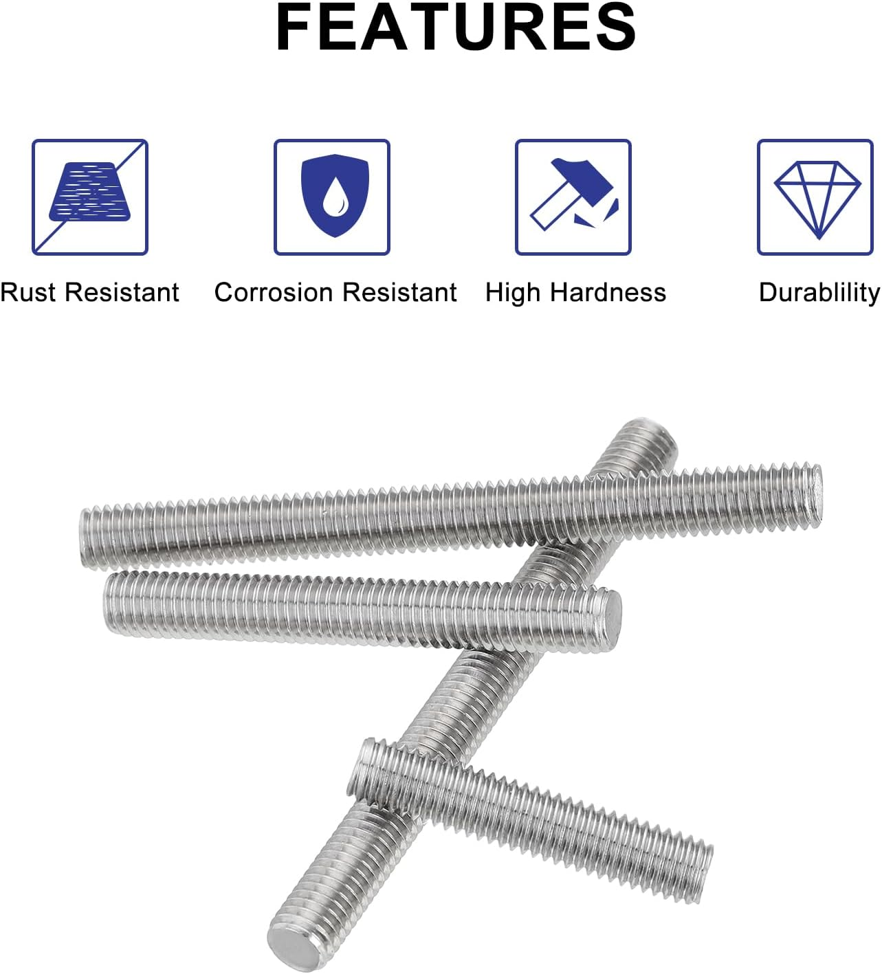 Uxcell M8 X 120Mm 1.25Mm Pitch 304 Stainless Steel Fully Threaded Rods Hardware 5 Pcs image number 4