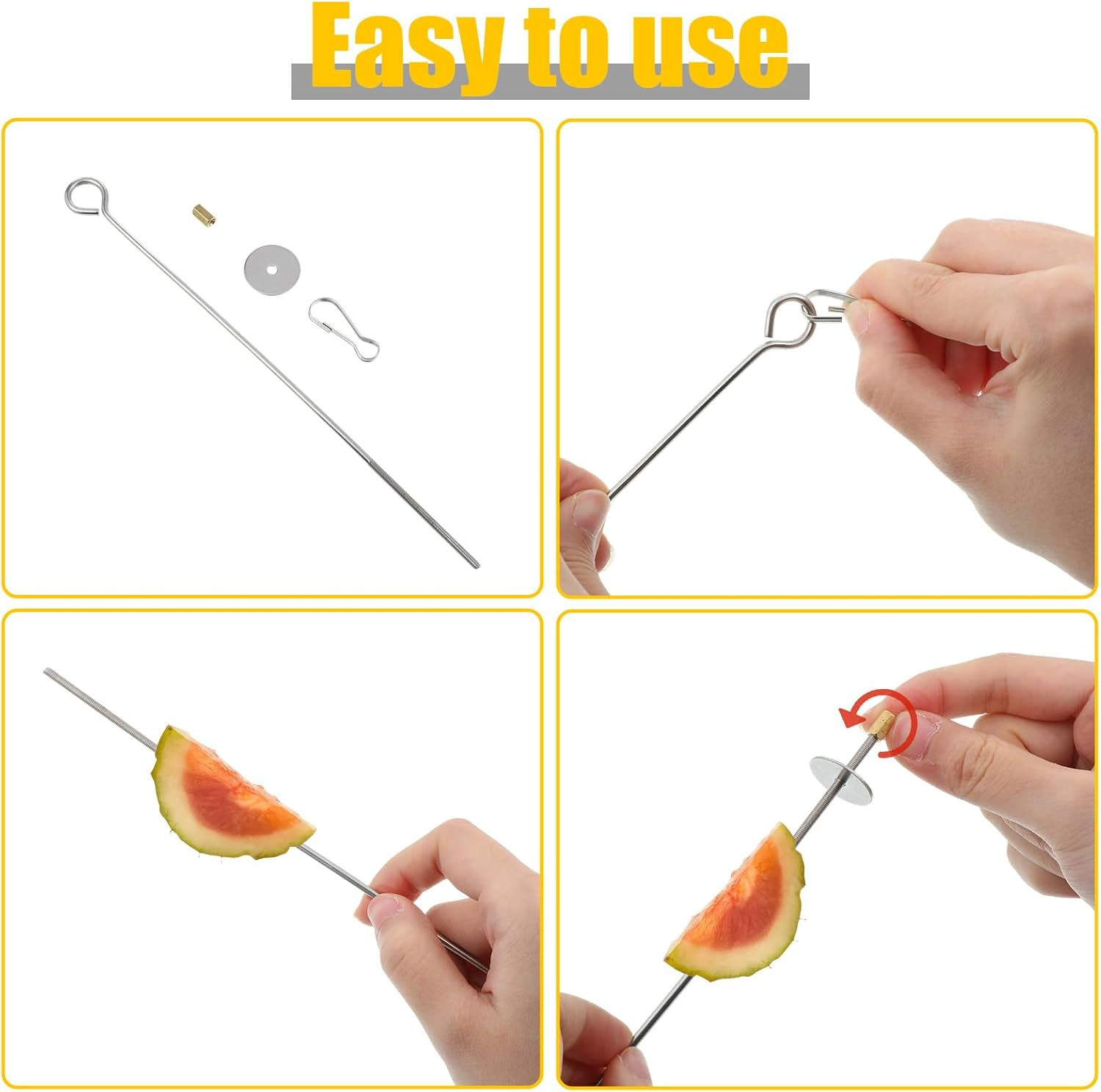 5PCS Bird Cage Food Holder with Hook, Parrot Fruit Vegetable Skewer, Stainless Steel Bird Feeder for Cages, Hanging Foraging Toy, Birds Cage Feeder Foraging Toy for Macaw Parakeet Parrot Budgie image number 3