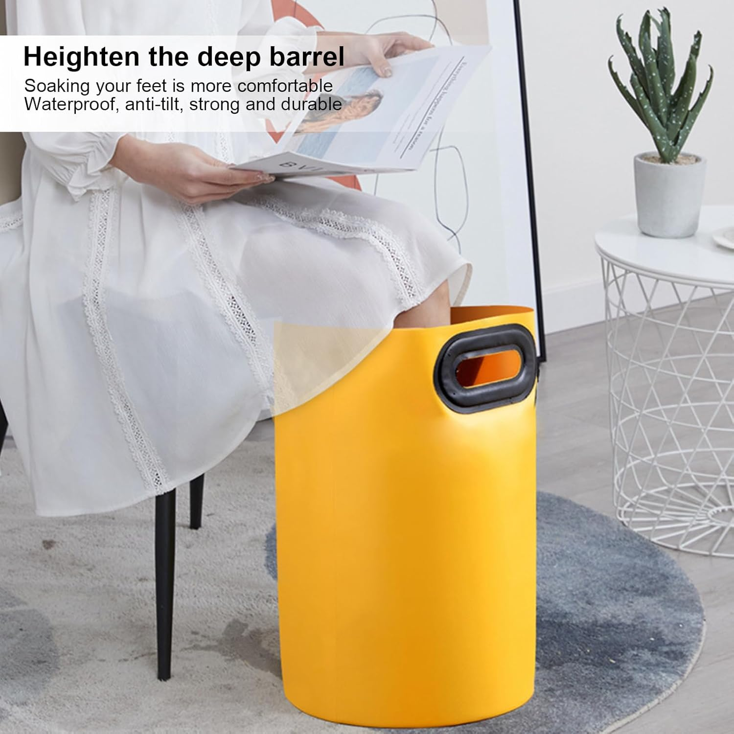 Collapsible Foot Bath Soak Tub - Collapsible Foot Soak Tub,Thicken Collapsible Insulated Foot Bag Travel Over-The-Knee Bucket for Hotel, Camping Pouxa image number 1