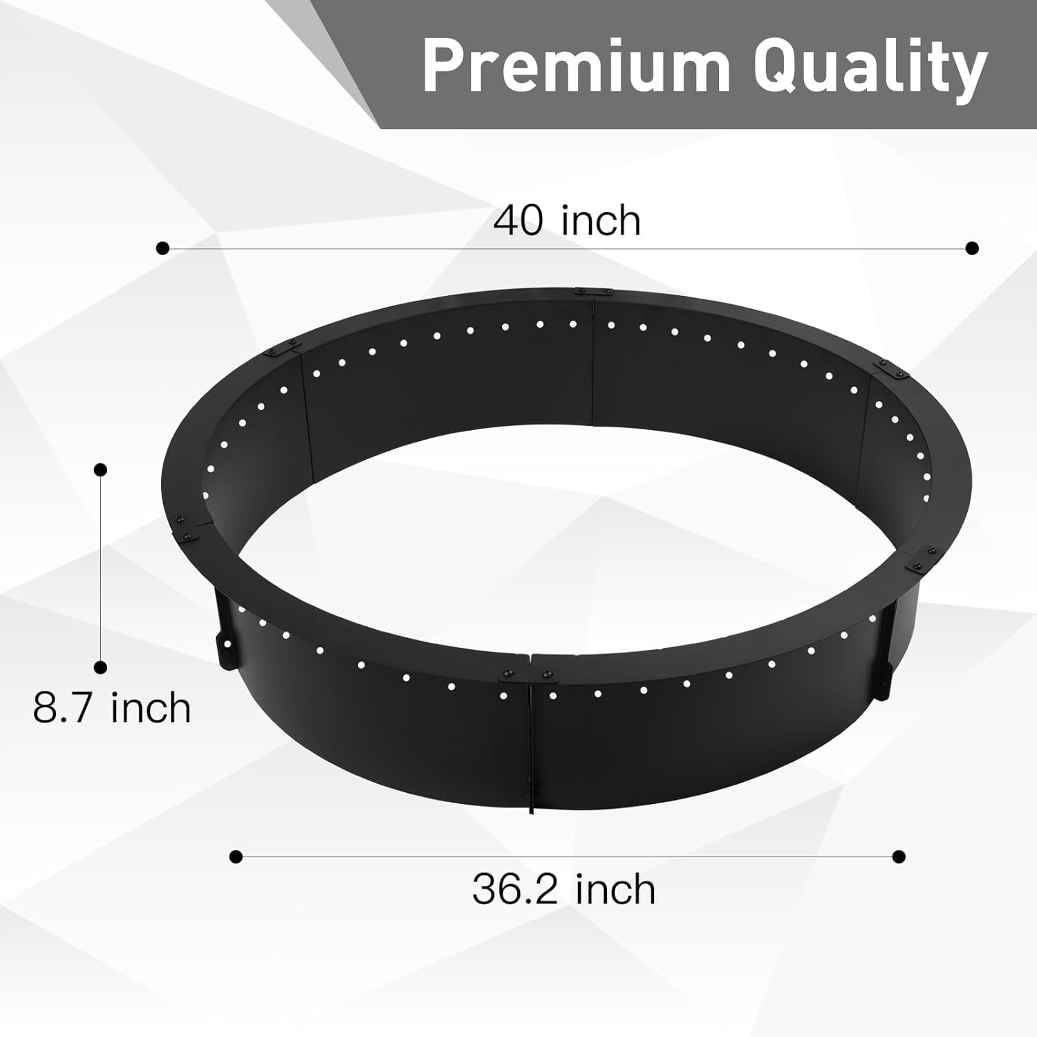 40 Inch Fire Pit Ring,Large round Insert Firepit for Outdoor Fire Liner Wood Burning Heavy Duty Metal Campfire Ring above or In-Ground, Black 40-Inch Outer/36-Inch Inner Diameter image number 1