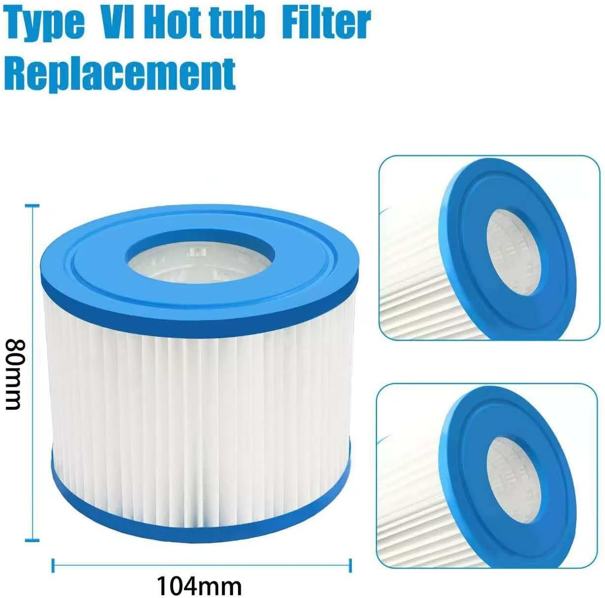 10 Pack Type VI Spa Filter Cartridges &ndash; Replacement Hot Tub Filters Compatible with Lay-Z-Spa, Coleman Saluspa, 90352E, 58323, 58324, 58323E, 90427E &ndash; Pool & Spa Pump Filter Cartridge image number 4
