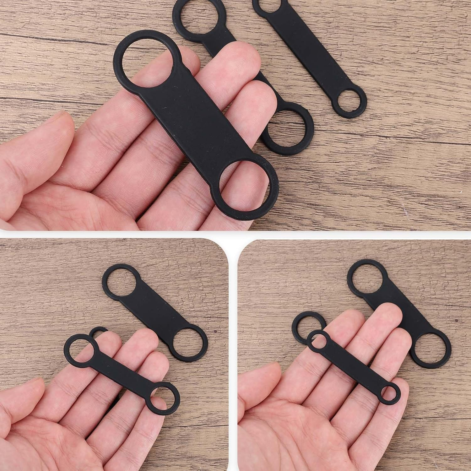 6Pcs Silicone Dog Tags, 3 Sizes Slide on Dog Tags Personalized Puppy Name ID Pet Supplies for Pets Collar (Black) image number 4