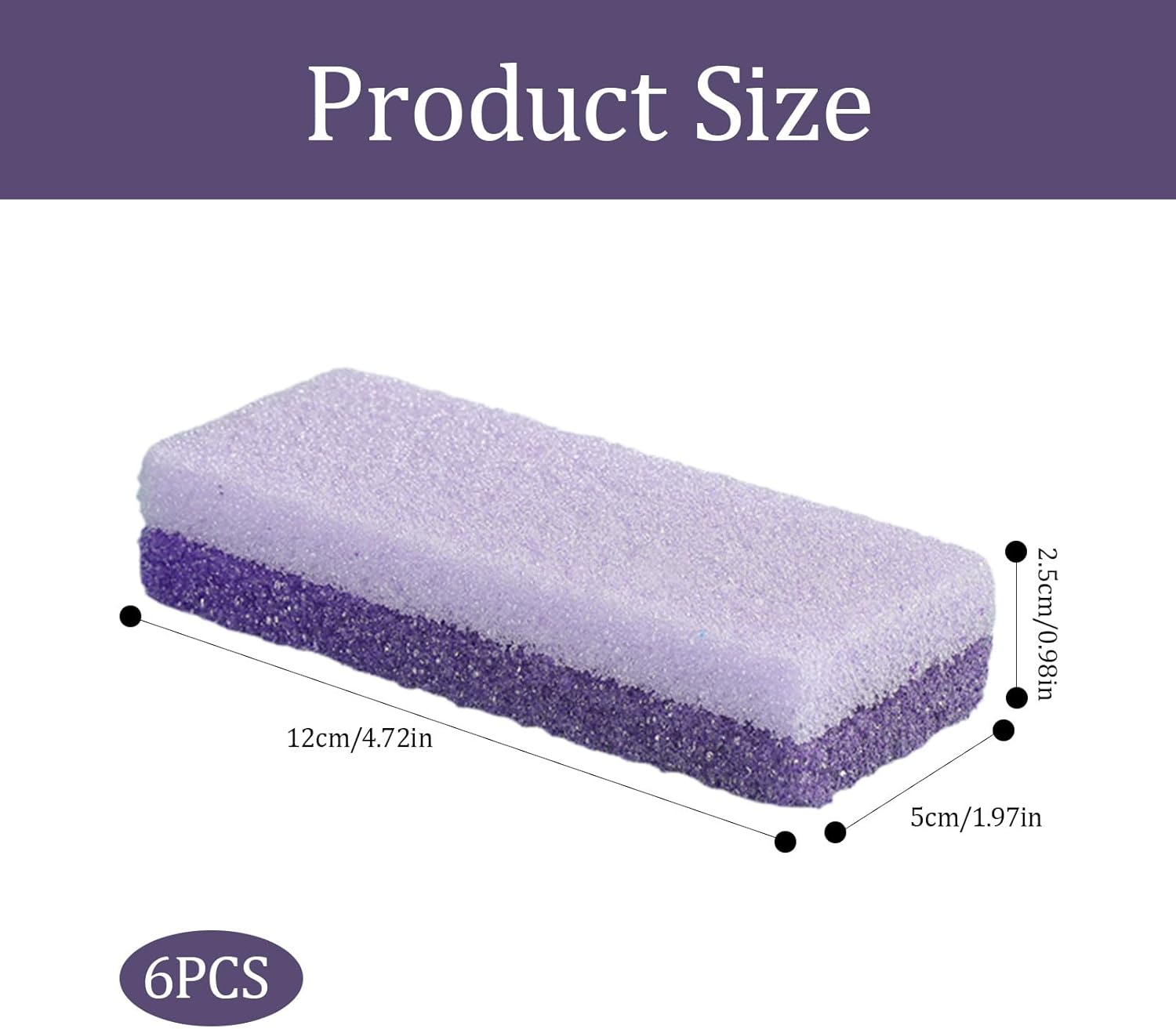 6Pcs Foot Scrubber Sets, Care Pumice Stone for Feet, Professional Pedicure Tools, Callus Remover,Foot Scrub, Foot Exfoliator Exfoliating Tool for Feet with More Dead Skin and Callus (Purple) image number 3