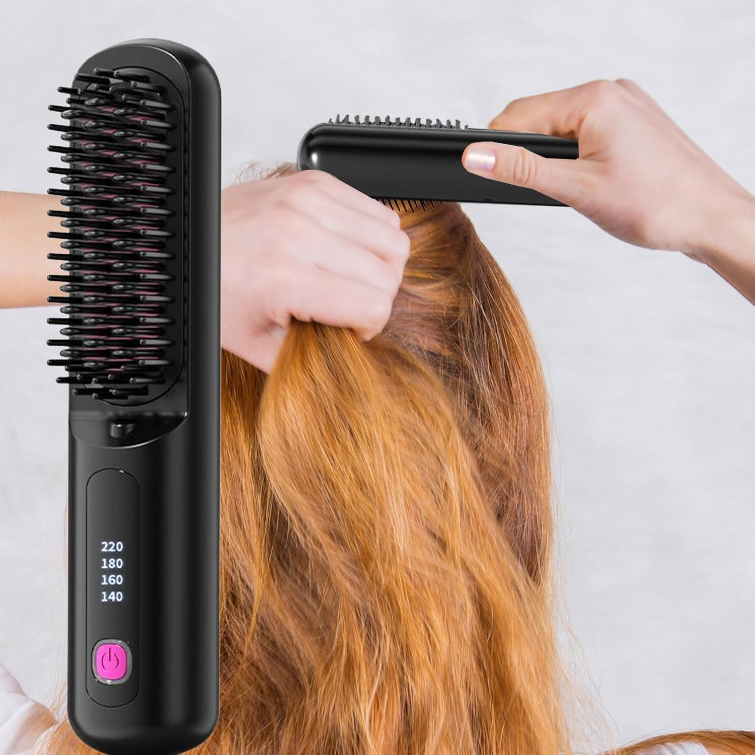 Hair Straightener Cordless - Straight Hair Comb Brush | 4 Levels Adjustable Rechargeable Fast Heating Straightener for Home Travel Styling Curling Women Teens image number 4