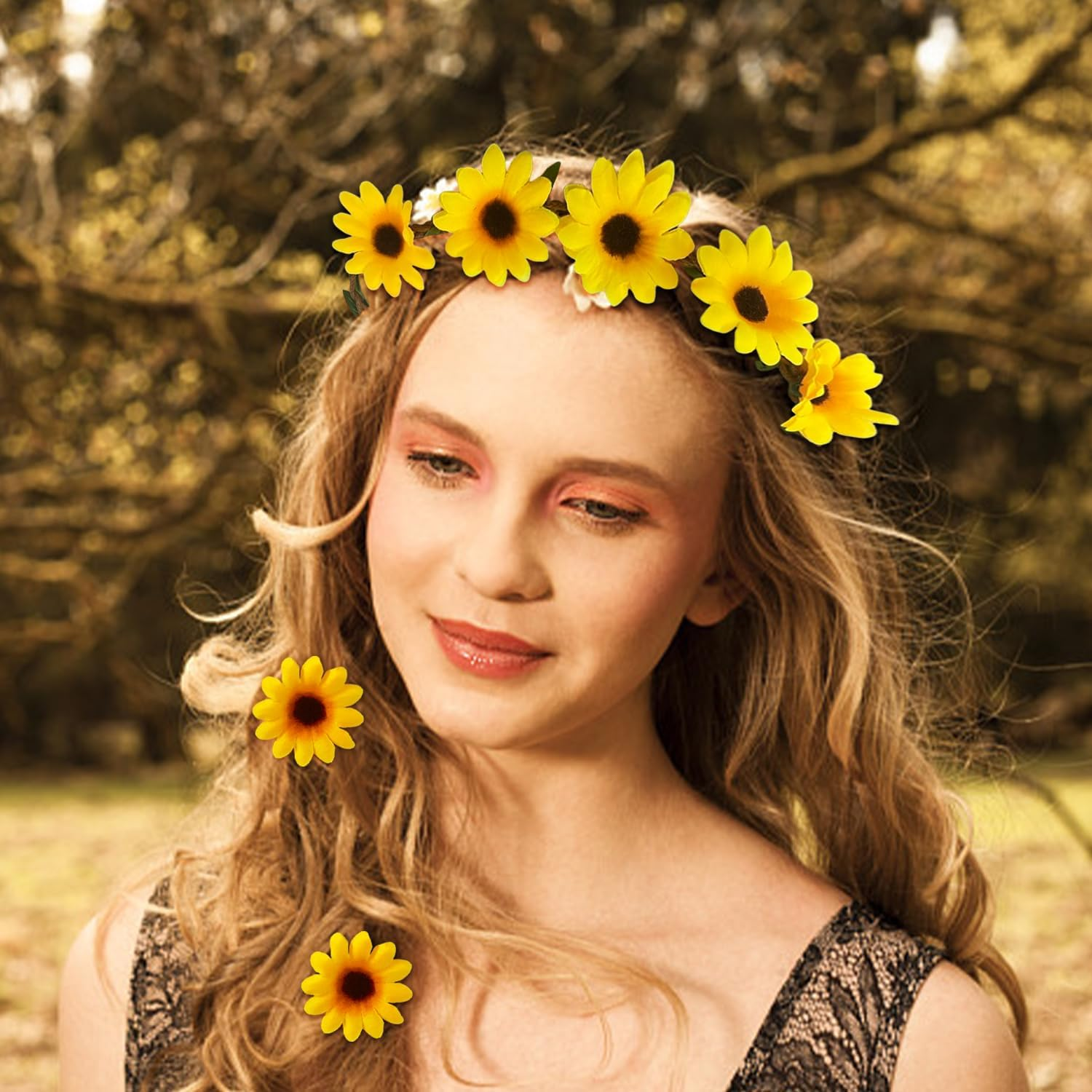 1 X Daisy Hairband and 12 X Daisy Small Hair Pins, Women'S Hair Accessories, Creative Design Hair Accessories, Party Hair Accessories, Clothing Accessories image number 2