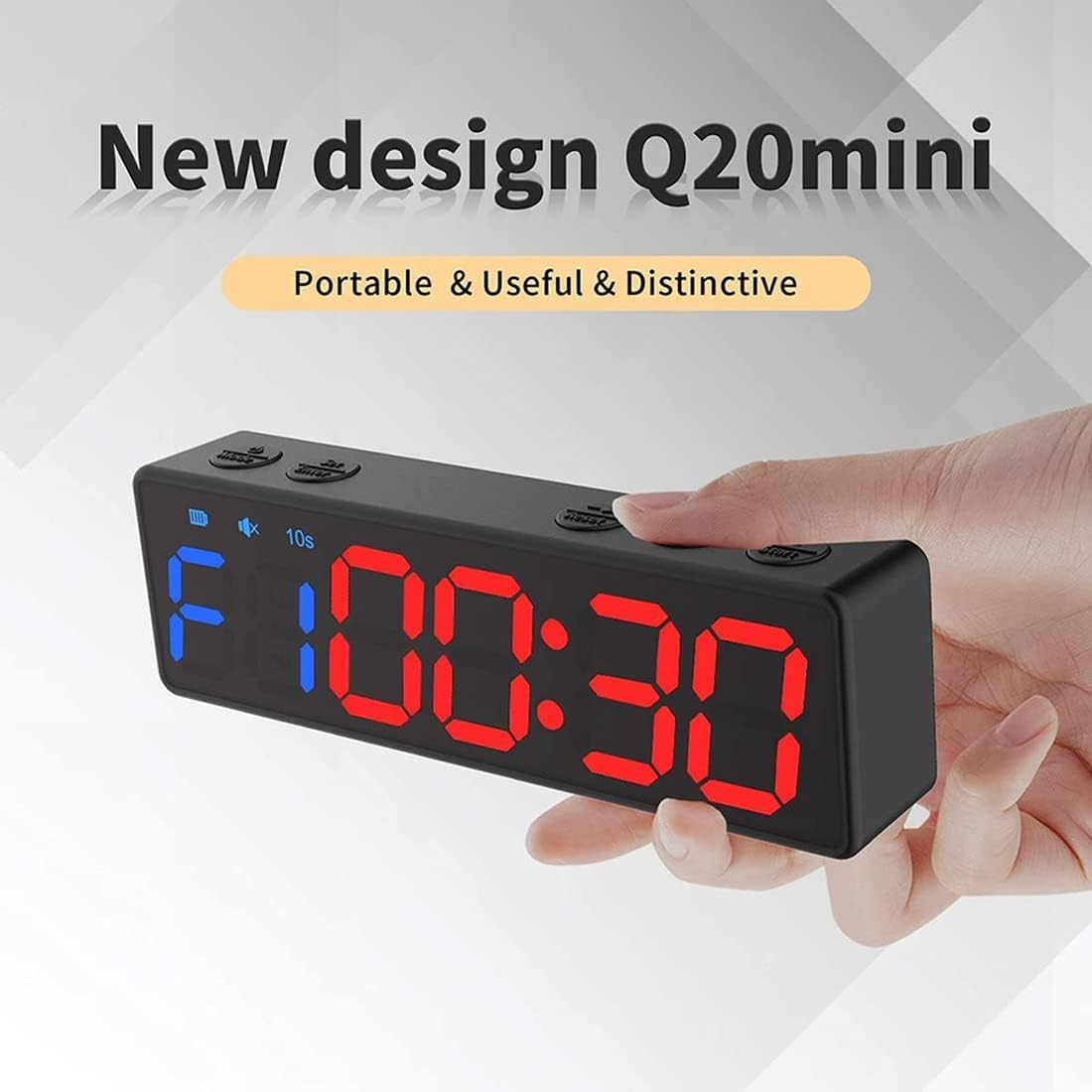 Workout Clock with Battery, Portable Gym Timer with Built-In Magnet for Home Gym, Programmable Countdown/Up Timer image number 1