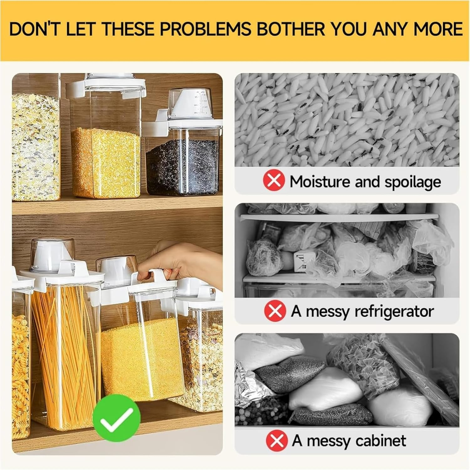 Airtight Food Storage Containers (2-Pack, 1.8L) | Cereal, Rice, Flour & Pet Food Storage | Kitchen Pantry Organization | Measuring Cup & Pour Spout Included image number 4