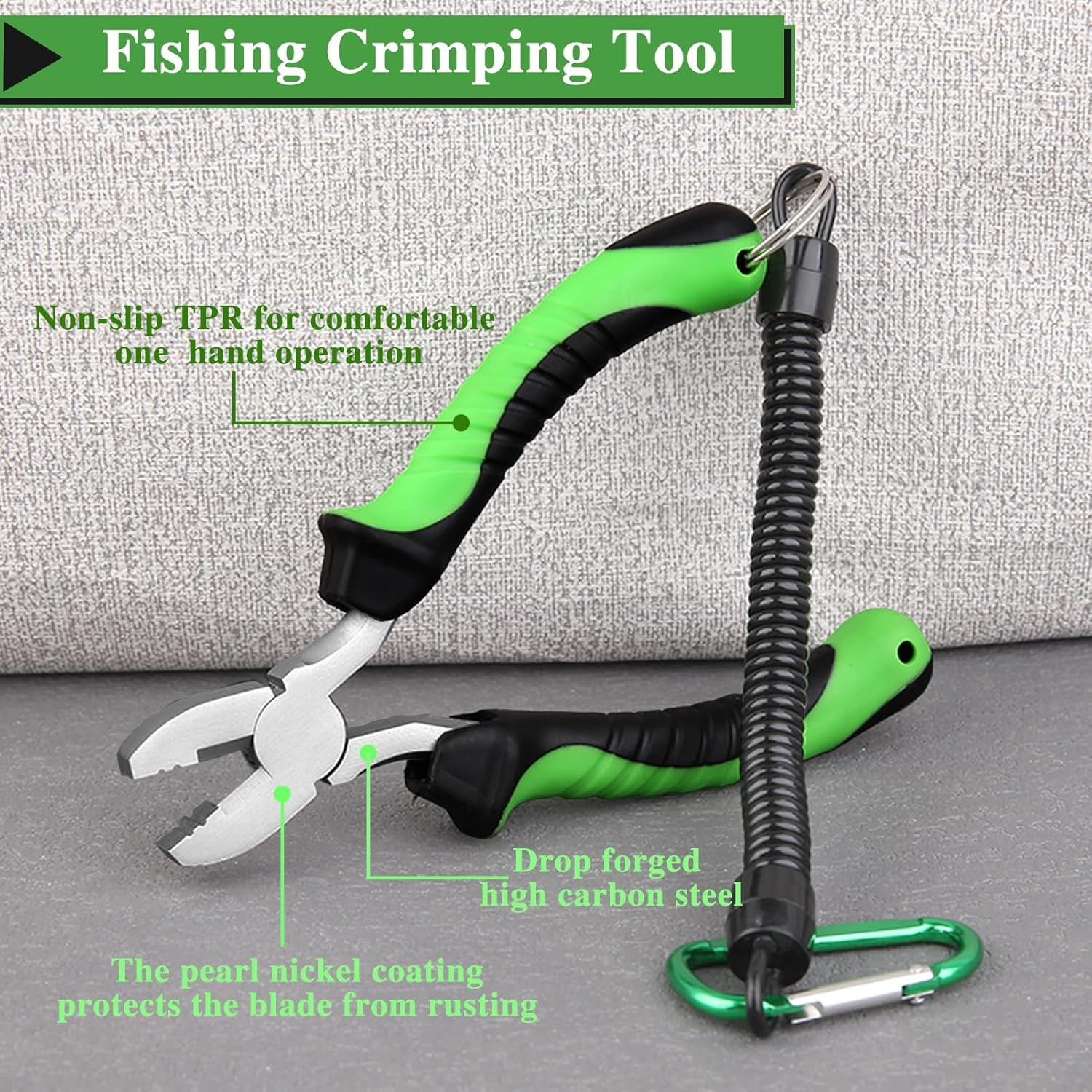 LEONTOOL Fishing Pliers for Single-Barrel Sleeves Fishing Crimper with Cutter Saltwater Fishing Gear Tackle with Lanyard image number 1