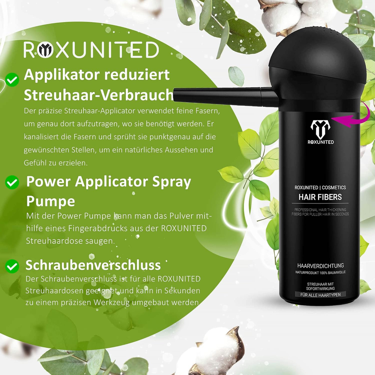 ROXUNITED Cosmetics Applicator Spray Attachment Pump for Scatter Hair Powder Hair Thickening Hair Filler Men and Women Targeted Application