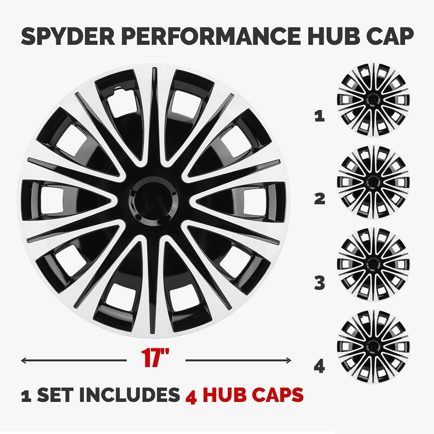 Jiawu 17 Inch Hubcaps Set of 4, Universal Replacement Wheel Cover for R17 Steel Rim, ABS Wheel Rim Cover, Snap on Installation, Automotive Wheel Tire Covers Accessories image number 5