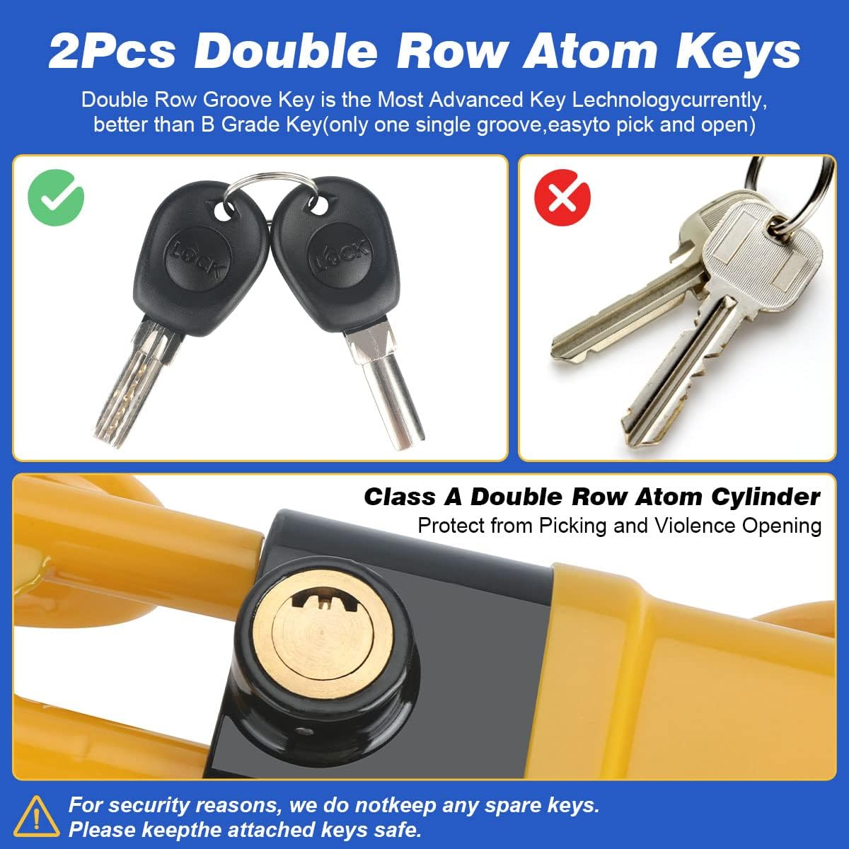 Heavy Duty Anti-Theft Steering Lock (Yellow) image number 6