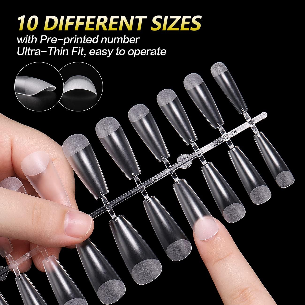 AIMEILI False Nail Tips, 432PCS Clear Matte Coffin Full Cover Nail Tips for Soak off Nail Extension, Acrylic False Press on Nails with Box for Nail Art Salon and Home DIY, 10 Sizes image number 1