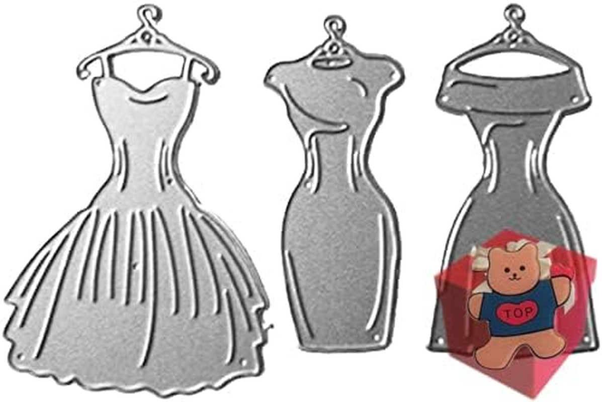 Dress Cutting Dies for Card Making，Dress Cutting Dies Cut Stencils for DIY Scrapbooking Photo Album Decorative Embossing Paper Dies for Card Making Templated+Cute Brooch Pin image number 3