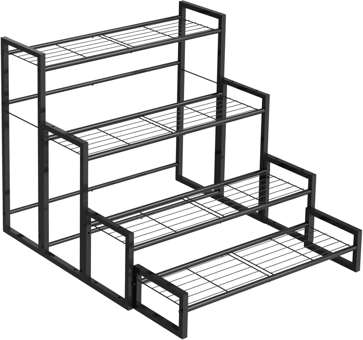 Vygrow Plant Stand, 4 Tier Stackable Tiered Plant Stand, Scalable Heavy Duty Tall Plant Shelf for Indoor Outdoor, Garden, Display Shelves, Flower Pot Holder, Black image number 5