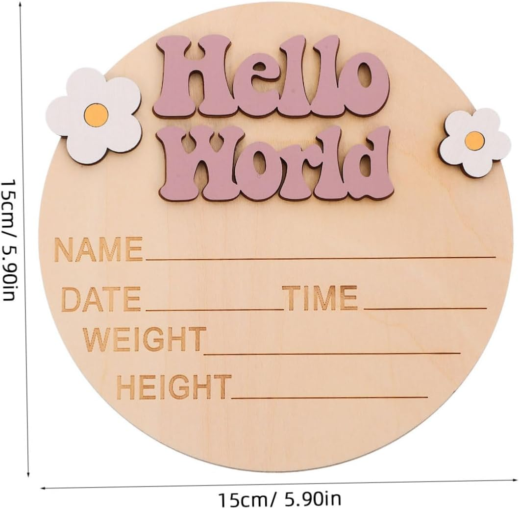 Didiseaon Growth Commemorative Card Wood Newborn Milestone Sign Name Birth Announcement Welcome Photo Prop Decorations - Multi image number 2