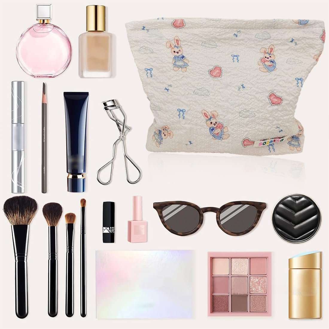 CATOR Cosmetic Bag Women'S Small Make up Bag Makeup Bag Toiletry Bag Travel with Zip for Women Girls (Hare Model)