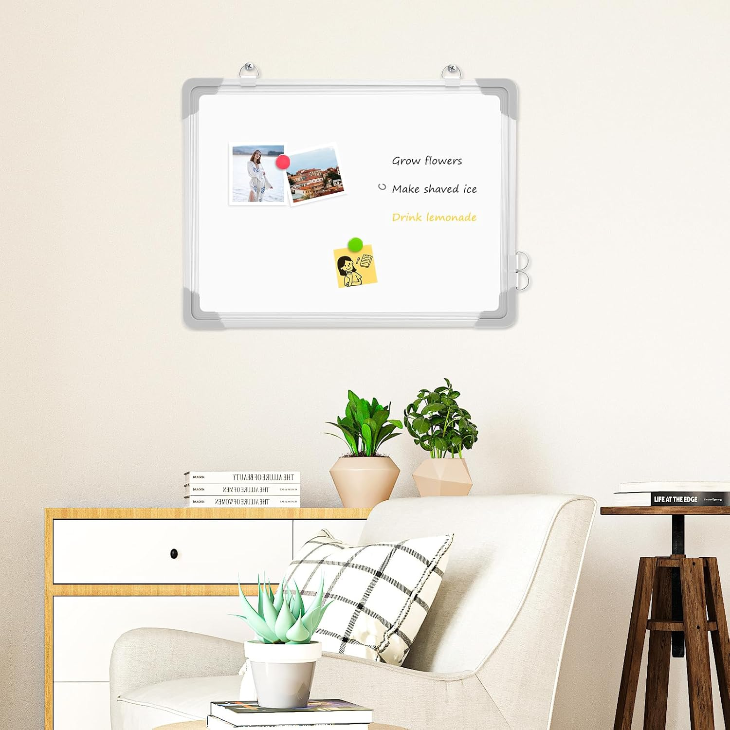 QUEENLINK Magnetic Whiteboard with Aluminum Frame, 30 X 40 Cm Double-Sided White Board, Includes 8 Markers, 1 Eraser, 8 Magnets, Hanging Board for Office, Classroom, Home Study image number 2