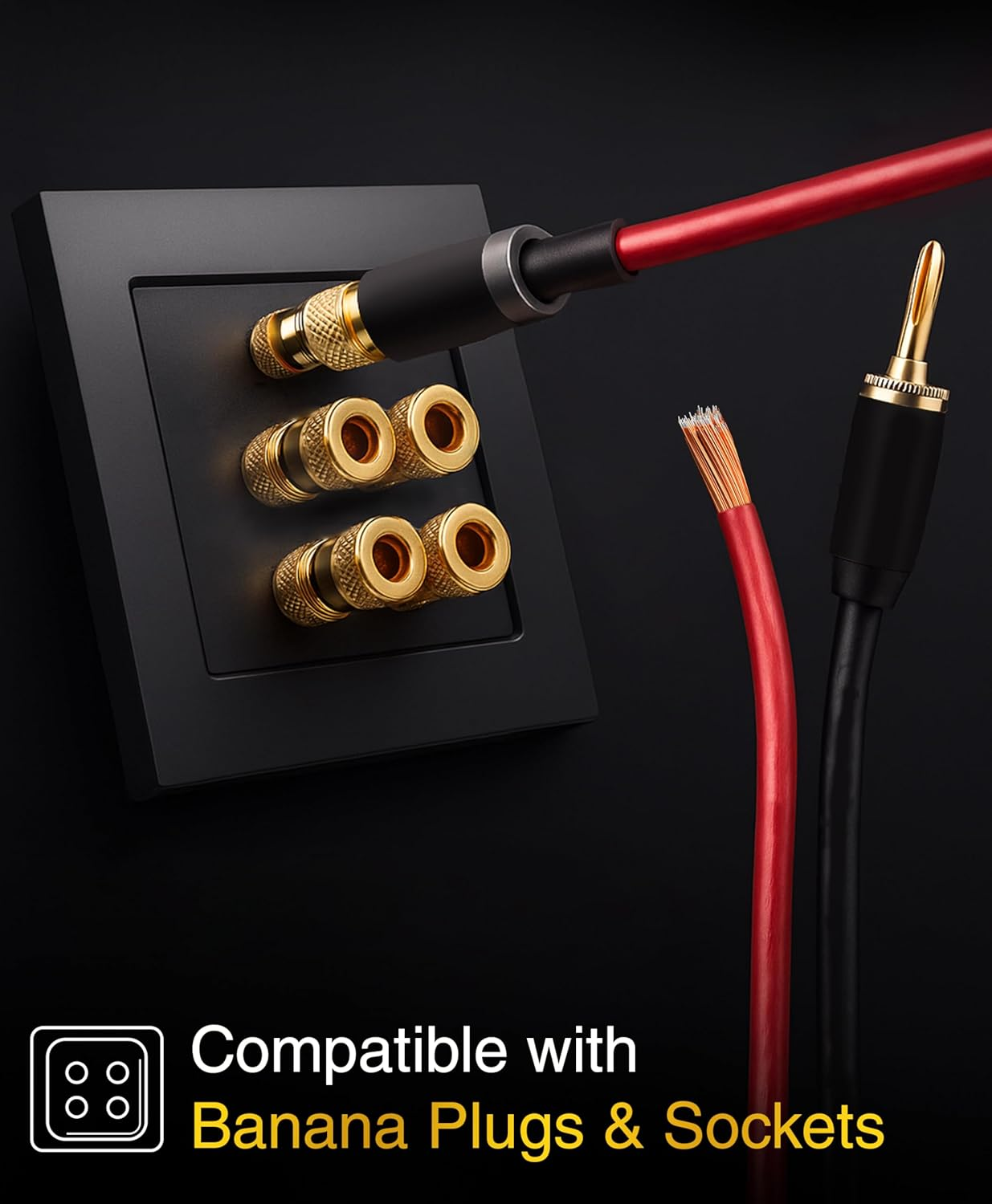 Bluerigger 16 Gauge Speaker Wire (50FT, 16 AWG, Speaker Cable, CCA, Hifi Stereo, Polarity Identification)- Car Audio Wire for Home Theater, Surround Sound Systems, Radio, Automotive Amps, Banana Plugs image number 6