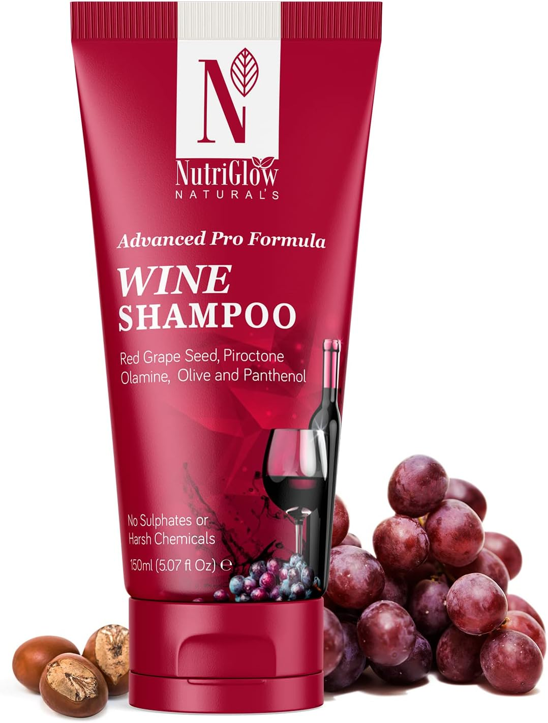 Nutriglow Natural'S Advanced Pro Formula Wine Shampoo for Hair Fall Control, Sulphate Free Women and Men All Hair Types, 150Ml image number 2