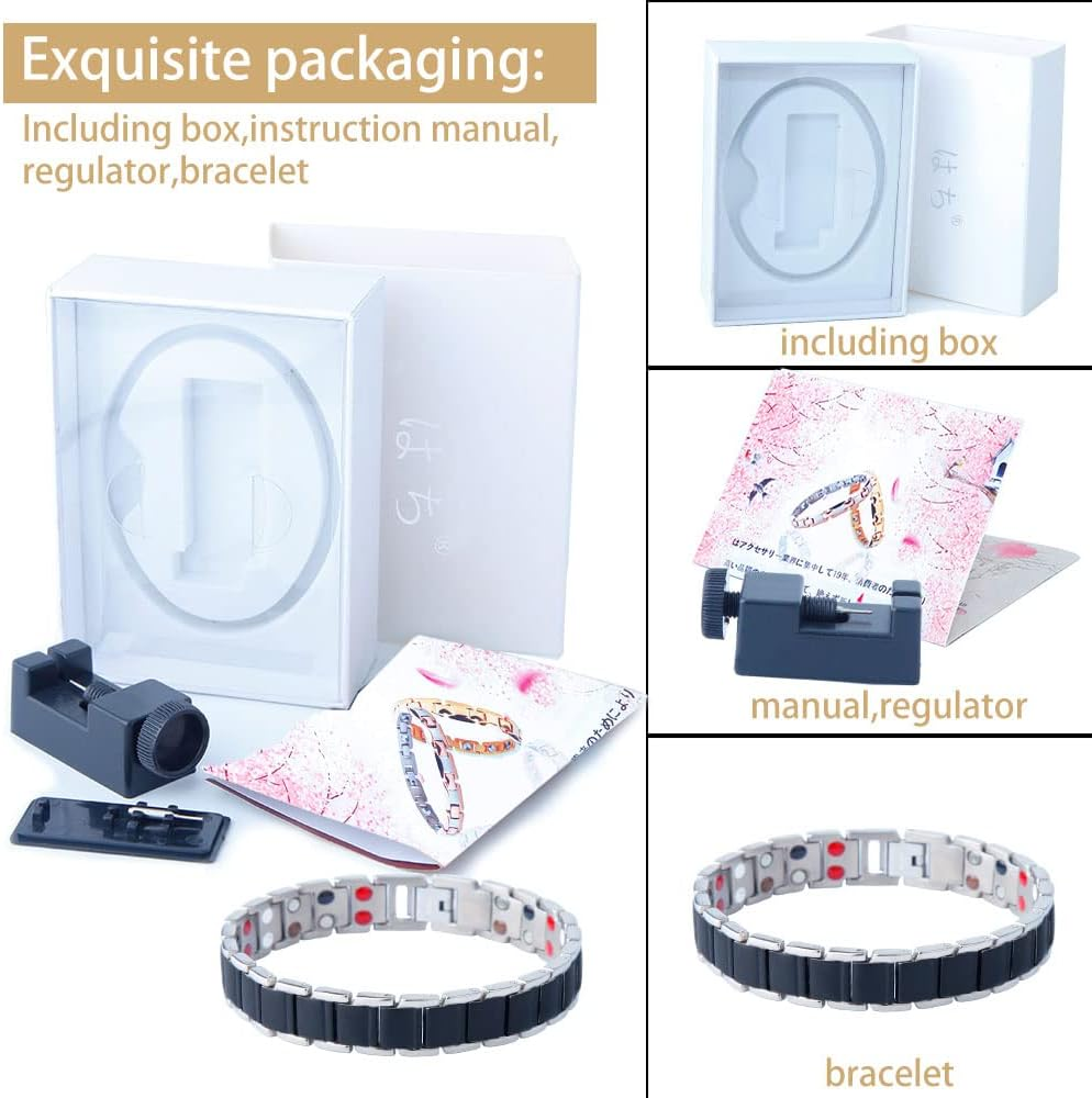 Healthy Bracelet Titanium Bracelet Men Bracelet Mens Magnetic Bracelet Magnet Bracelet for Men Magnetic Bracelet Women Bracelet Magnetic Therapy Bracelets Non-Allergic Bracelets Black Bracelets Gift Bracelets Lovers Bracelets image number 2