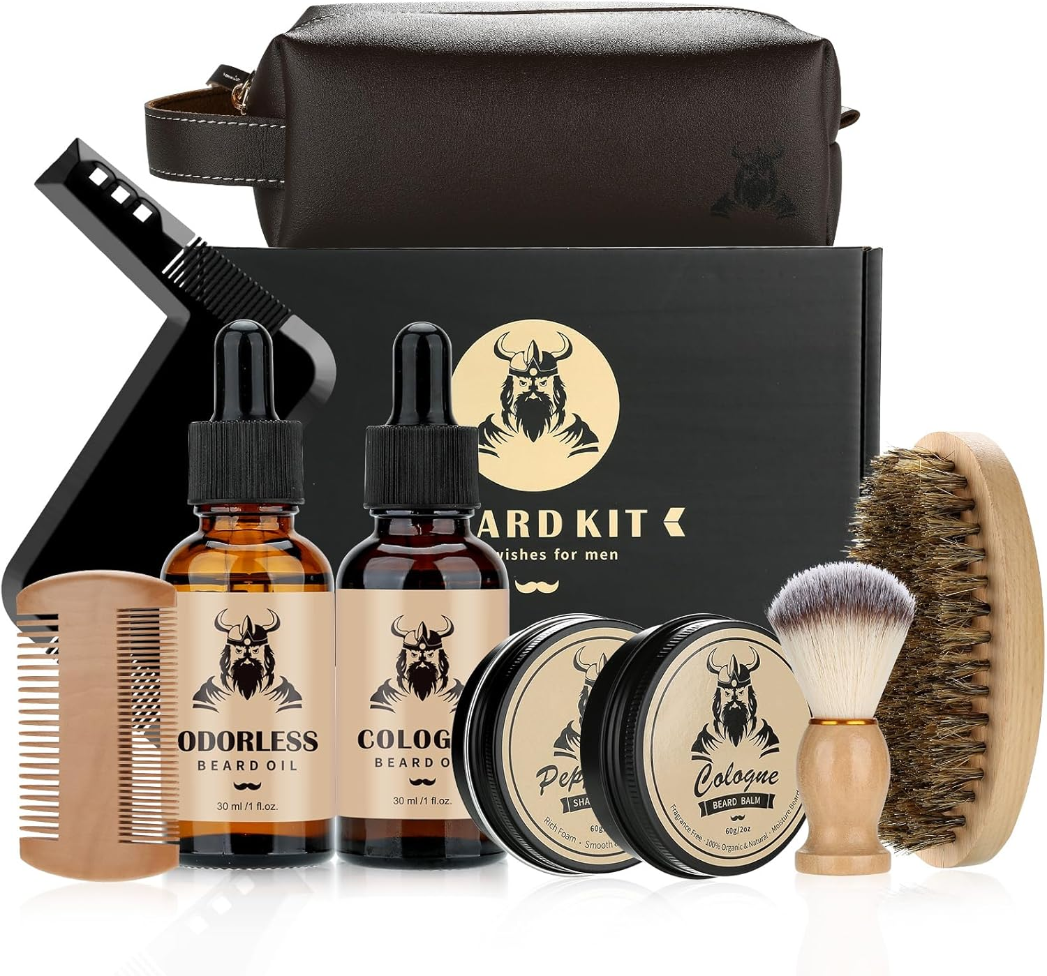 Beard Kit Gifts for Men, 9 Pcs Beard Care Grooming Kit, Beard Growth Kit Unique Men'S Gifts for Men Dad Him Husband Boyfriend, Father'S Day Anniversary Birthday Ideas for Dad Boss image number 4