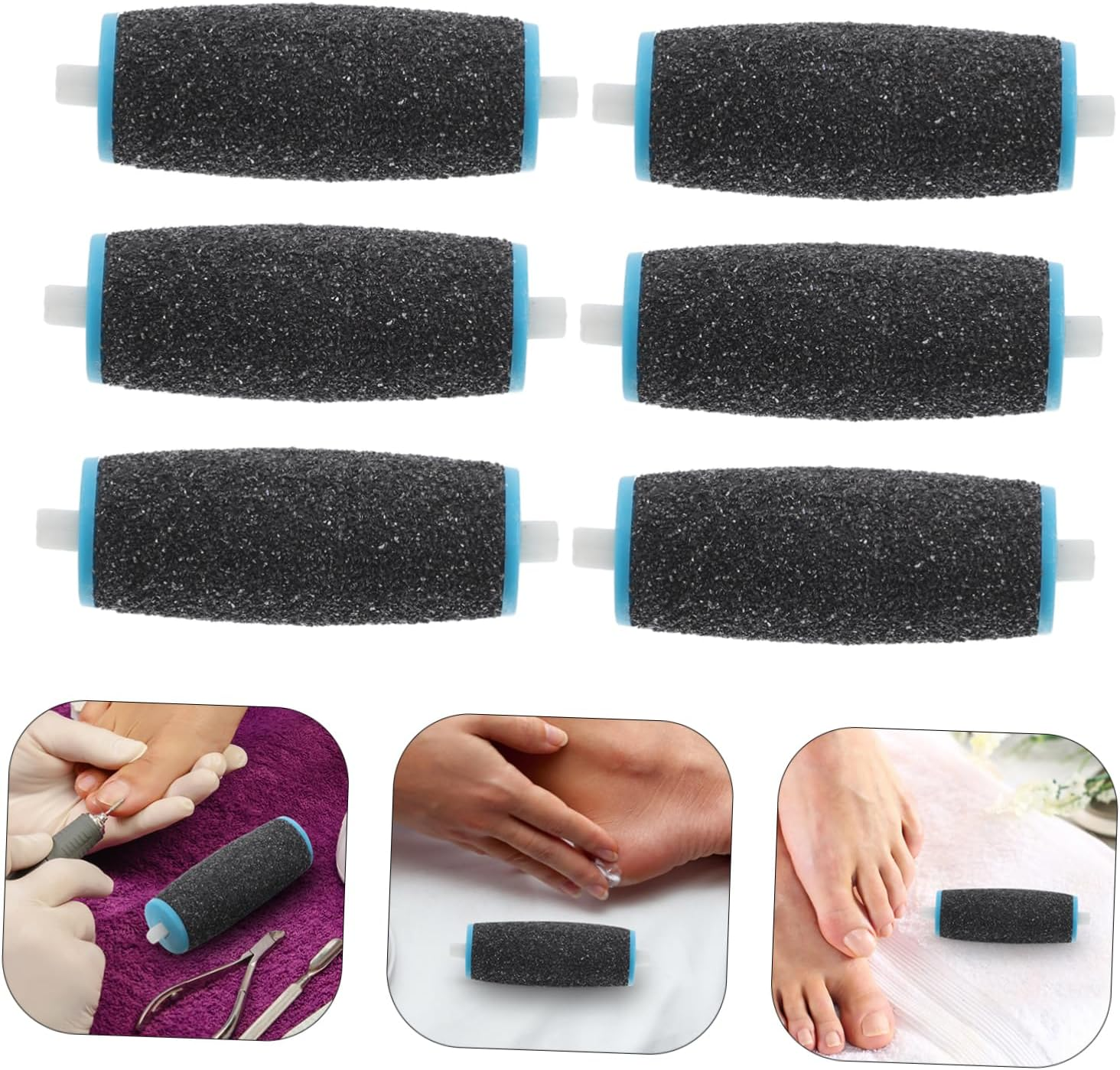 KOMBIUDA 10Pcs Electric Foot File Roller Head Refill for Pedicure Callus Remover Foot Loofah Pumice