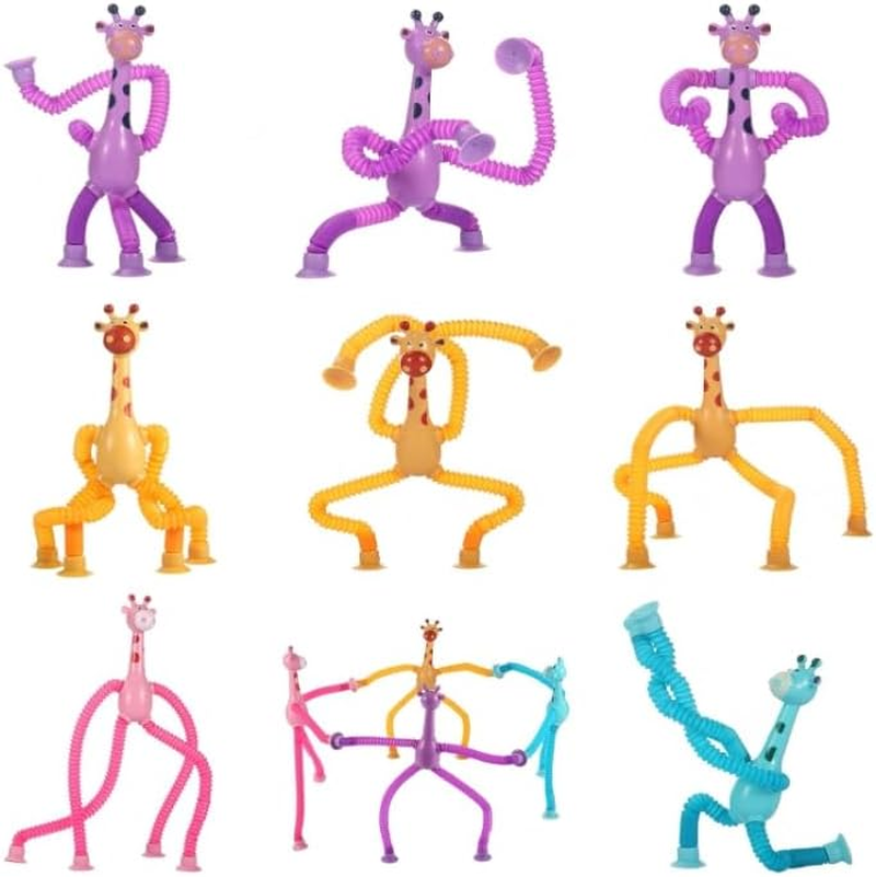 RUOXGZP Giraffe Sensory Toys,4Pcs Shape Changing Telescopic Tube Fidget Toys, for Toddlers, Educational Fidget Toys for Anxiety Kids for 3-10 Year Old Boys Girls image number 4