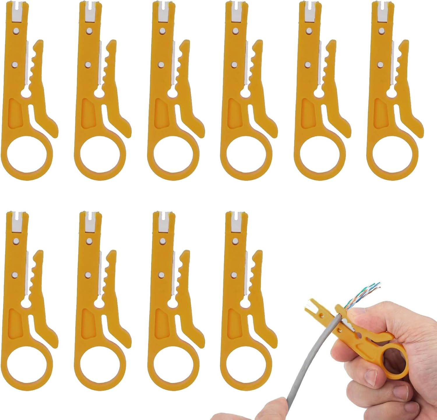Hunken 10 Pcs Mini Wire Stripper Set, Punch down Cutter for Network Cables, RJ45/CAT5/CAT6, Telephone & UTP Data Cable, Compact and Portable Wire Strippers