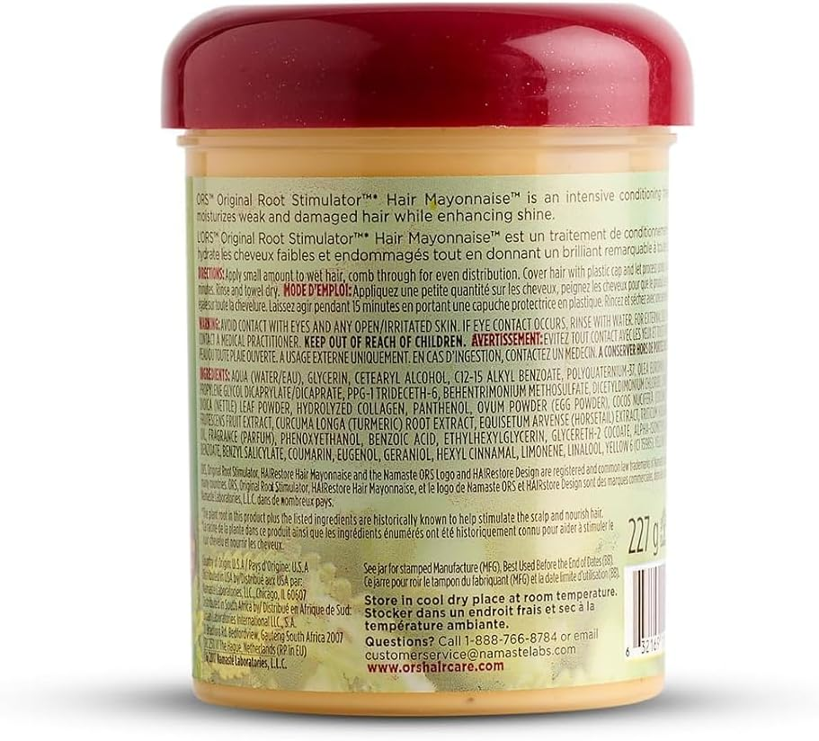 ORS Hairestore Hair Mayonnaise, 8 Ounce, Unscented, Clear, Women'S Unisex, Adult, Unisex-Adults