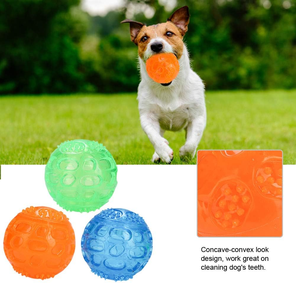 EVTSCAN Pet Squeaky Chewing Balls, 3Pcs Dog Spike Dog Balls Squeaky Dog Toys Cleaning Teeth Toys Balls Soft Durable for Puppy Small Medium Dogs image number 5
