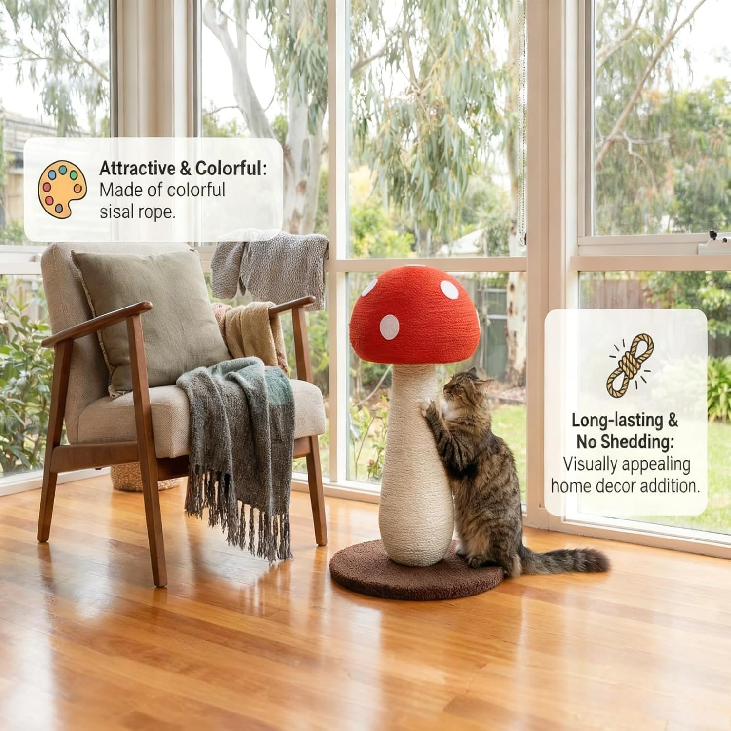 Mushroom Cat Scratcher, Easy to Assemble Cute Cat Scratcher Space Saving Scratch Resistant for Kitten image number 6